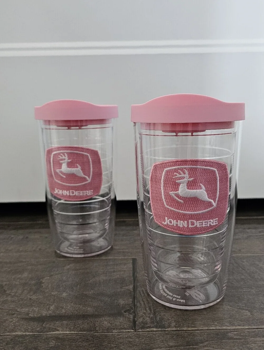 Vintage Pink & White John Deere Tervis Tumbler 24 oz - Qty 2